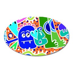 Crazy Pop Art - Doodle Buddies  Oval Magnet