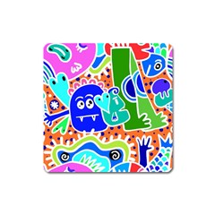 Crazy Pop Art - Doodle Buddies  Square Magnet