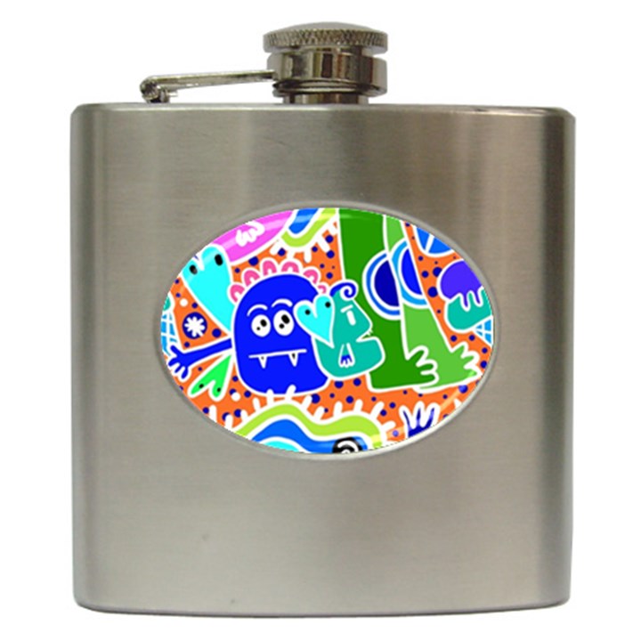 Crazy Pop Art - Doodle Buddies  Hip Flask (6 oz)