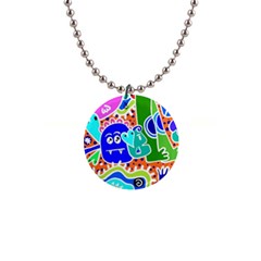 Crazy Pop Art - Doodle Buddies  1  Button Necklace by ConteMonfrey