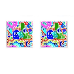 Crazy Pop Art - Doodle Buddies  Cufflinks (square) by ConteMonfrey