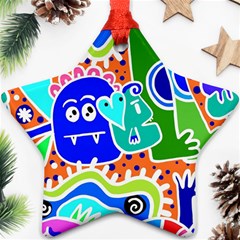 Crazy Pop Art - Doodle Buddies  Star Ornament (Two Sides)