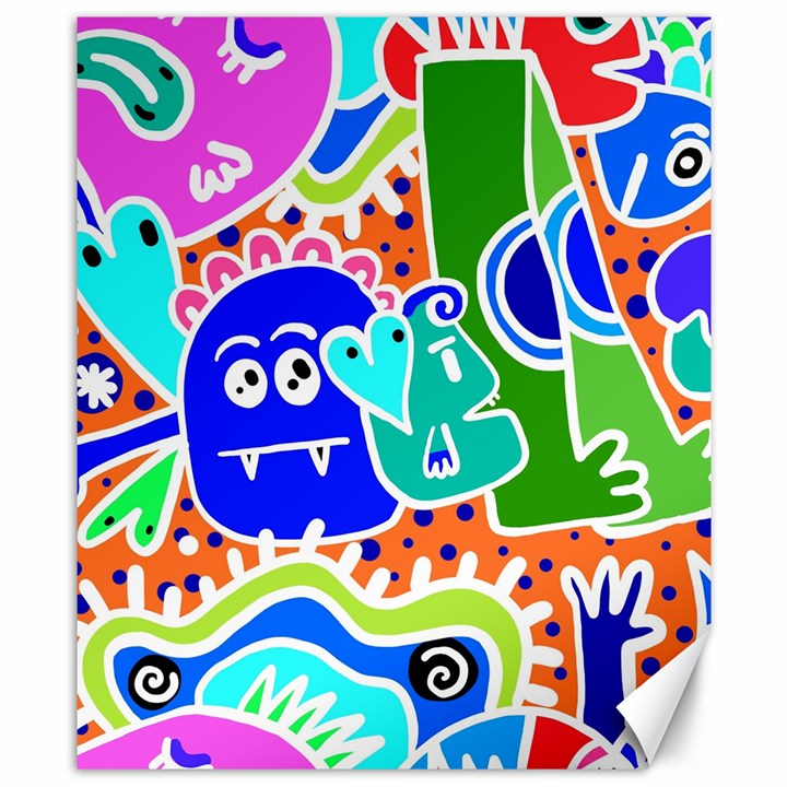 Crazy Pop Art - Doodle Buddies  Canvas 8  x 10 