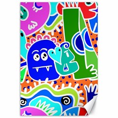 Crazy Pop Art - Doodle Buddies  Canvas 12  X 18  by ConteMonfrey