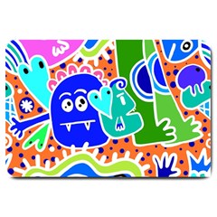 Crazy Pop Art - Doodle Buddies  Large Doormat by ConteMonfrey