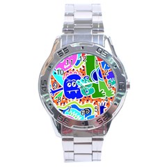 Crazy Pop Art - Doodle Buddies  Stainless Steel Analogue Watch by ConteMonfrey