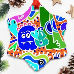 Crazy Pop Art - Doodle Buddies  Ornament (snowflake)