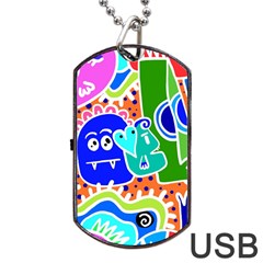 Crazy Pop Art - Doodle Buddies  Dog Tag Usb Flash (one Side) by ConteMonfrey