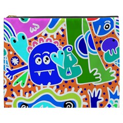 Crazy Pop Art - Doodle Buddies  Cosmetic Bag (xxxl) by ConteMonfrey