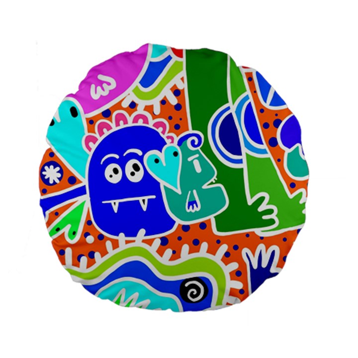 Crazy Pop Art - Doodle Buddies  Standard 15  Premium Round Cushions