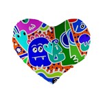 Crazy Pop Art - Doodle Buddies  Standard 16  Premium Heart Shape Cushions Front