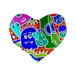 Crazy Pop Art - Doodle Buddies  Standard 16  Premium Heart Shape Cushions Back