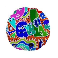 Crazy Pop Art - Doodle Buddies  Standard 15  Premium Flano Round Cushions by ConteMonfrey