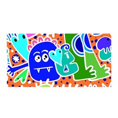 Crazy Pop Art - Doodle Buddies  Satin Wrap 35  x 70 