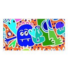 Crazy Pop Art - Doodle Buddies  Satin Shawl 45  X 80  by ConteMonfrey