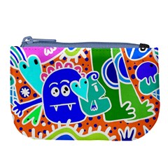 Crazy Pop Art - Doodle Buddies  Large Coin Purse by ConteMonfrey