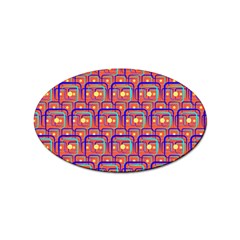 Pink Yellow Neon Squares - Modern Abstract Sticker (oval) by ConteMonfrey