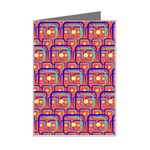 Pink Yellow Neon Squares - Modern Abstract Mini Greeting Card Left