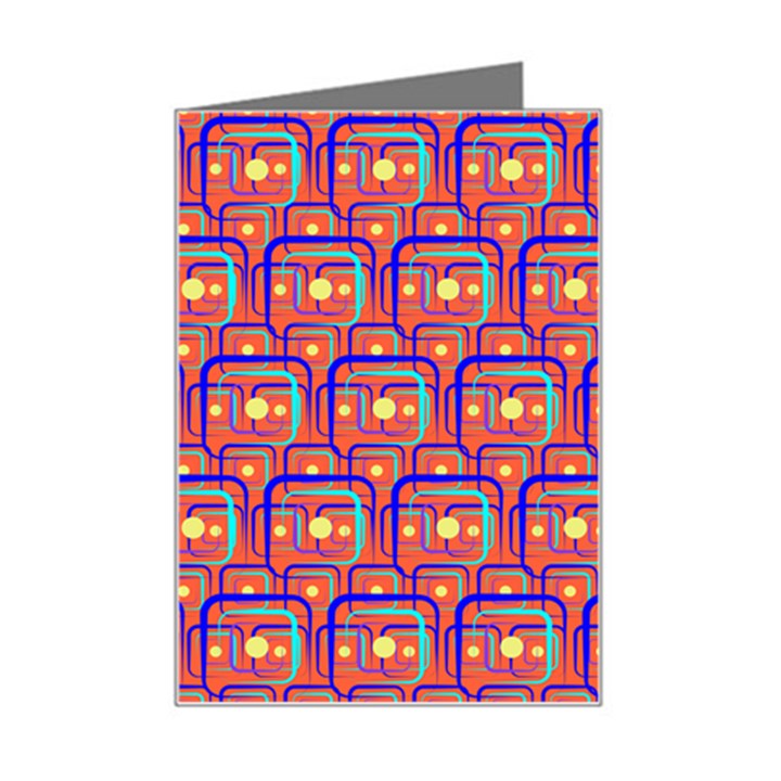 Pink Yellow Neon Squares - Modern Abstract Mini Greeting Card