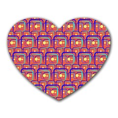 Pink Yellow Neon Squares - Modern Abstract Heart Mousepad by ConteMonfrey