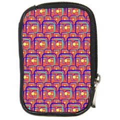 Pink Yellow Neon Squares - Modern Abstract Compact Camera Leather Case by ConteMonfrey