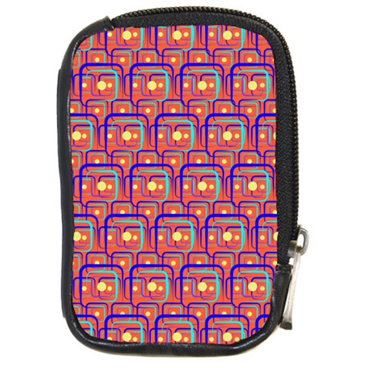 Pink Yellow Neon Squares - Modern Abstract Compact Camera Leather Case