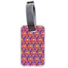 Pink Yellow Neon Squares - Modern Abstract Luggage Tag (two Sides) by ConteMonfrey