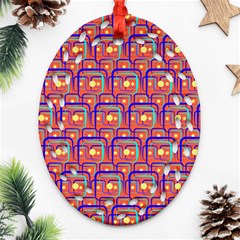 Pink Yellow Neon Squares - Modern Abstract Ornament (oval Filigree)