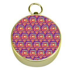 Pink Yellow Neon Squares - Modern Abstract Gold Compasses by ConteMonfrey