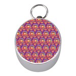 Pink Yellow Neon Squares - Modern Abstract Mini Silver Compasses Front