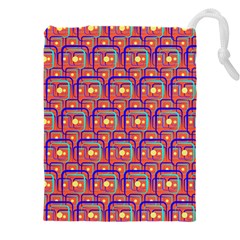 Pink Yellow Neon Squares - Modern Abstract Drawstring Pouch (5xl) by ConteMonfrey