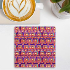 Pink Yellow Neon Squares - Modern Abstract Uv Print Square Tile Coaster  by ConteMonfrey