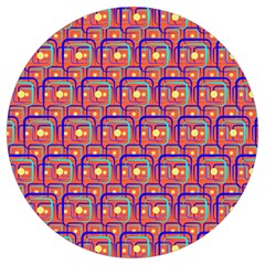 Pink Yellow Neon Squares - Modern Abstract Round Trivet by ConteMonfrey