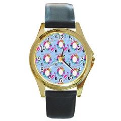 Manicure Round Gold Metal Watch