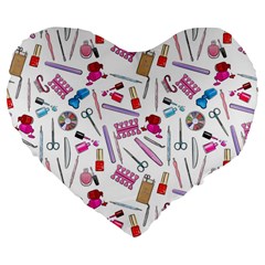 Manicure Nail Large 19  Premium Flano Heart Shape Cushions by SychEva