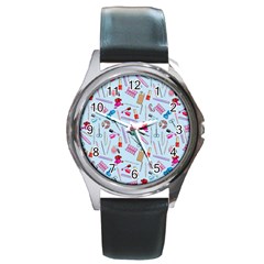 Manicure Nail Round Metal Watch by SychEva