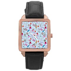 Manicure Nail Rose Gold Leather Watch  by SychEva