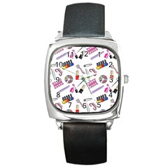 Manicure Nail Pedicure Square Metal Watch by SychEva