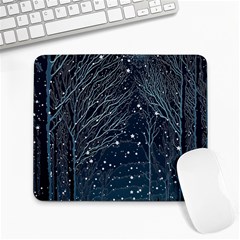 Snow Christmas Starry Night Large Mousepad by Simbadda