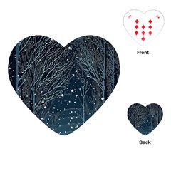 Snow Christmas Starry Night Playing Cards Single Design (heart)