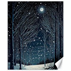 Snow Christmas Starry Night Canvas 11  X 14  by Simbadda