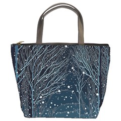 Snow Christmas Starry Night Bucket Bag by Simbadda