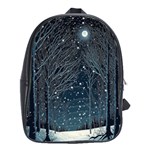 Snow Christmas Starry Night School Bag (Large) Front