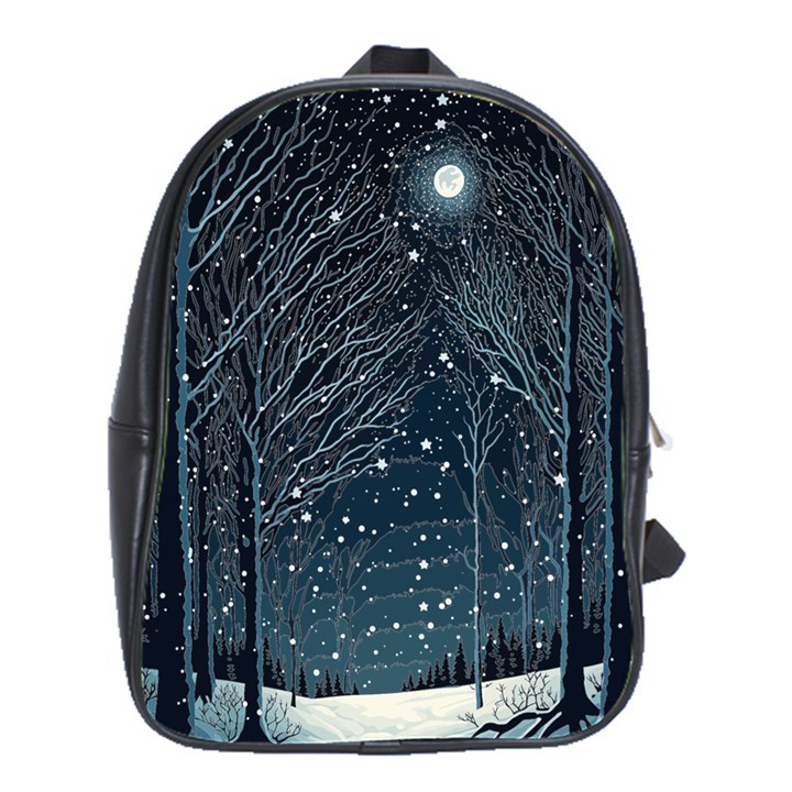 Snow Christmas Starry Night School Bag (Large)