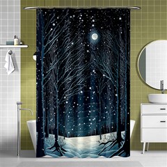 Snow Christmas Starry Night Shower Curtain 48  X 72  (small)  by Simbadda