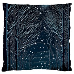 Snow Christmas Starry Night Large Cushion Case (one Side) by Simbadda