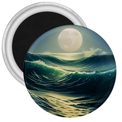 Ocean Sea Waves Tide 3  Magnets by Simbadda