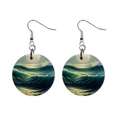 Ocean Sea Waves Tide Mini Button Earrings by Simbadda