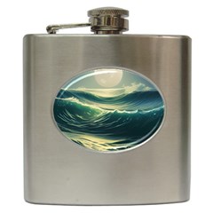 Ocean Sea Waves Tide Hip Flask (6 Oz) by Simbadda