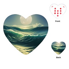 Ocean Sea Waves Tide Playing Cards Single Design (heart) by Simbadda